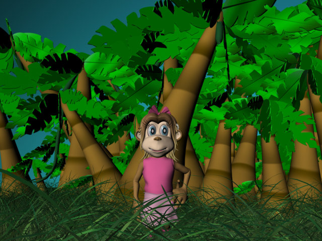 Cartoon - Female Monkey and Jungle - Simply Maya User Community