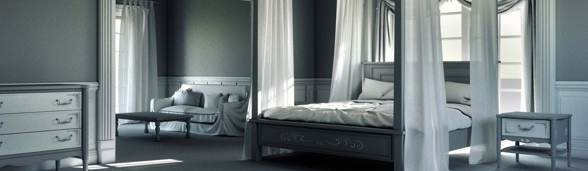 Main banner from Interiors and Furniture - Modeling and Cloth